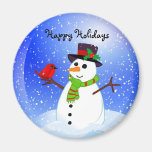 Snowman Snowglobe - Happy Holidays Magnet