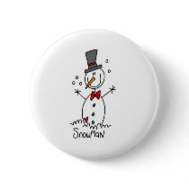 Snowman Stick Figure Button