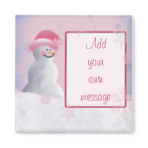 Snowman themed baby girl magnet by perfectpostage Snowman themed baby girl magnet