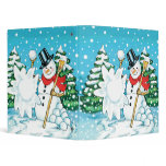 Snowman Throwing a Snowball Winter Fun Splat! 3 Ring Binders