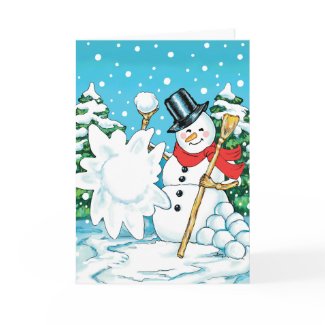 Snowman Throwing a Snowball Winter Fun Splat! card