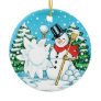 Snowman Throwing a Snowball Winter Fun Splat! Christmas Tree Ornaments