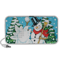 Snowman Throwing a Snowball Winter Fun Splat! speakers