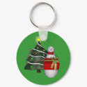 Snowman Tree Gift Christmas Holiday Keychain