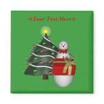 Snowman Tree Present Christmas Holiday Magnet Snowman Tree Present Christmas Holiday Magnet