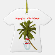 Snowman under Palm, Hawaiian Christmas Christmas Tree Ornaments
