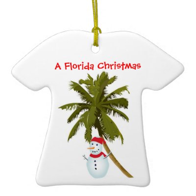 Snowman under Palm Tree Christmas ornament