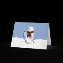 Snowman W/ Lights Christmas Card
