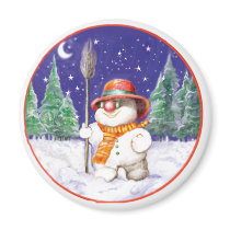 *Snowman walking in the night* magnets