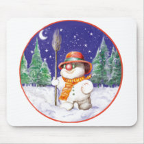 *Snowman walking in the night* mousepads