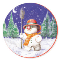 *Snowman walking in the night* stickers