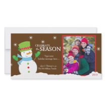 Snowman Winter Holiday Christmas Photo Card 8x4