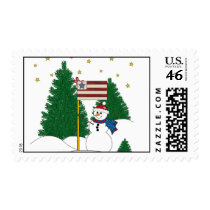 Snowman with a Flag postage