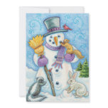 Snowman with Animals Christmas Party Invitation