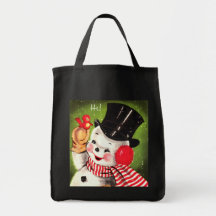 Snowman with Bird Canvas Bag
