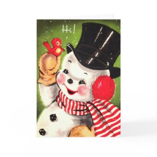 Snowman with Bird