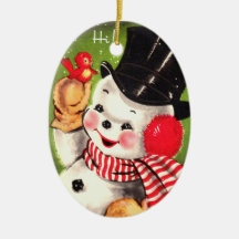 Snowman with Bird Christmas Tree Ornaments