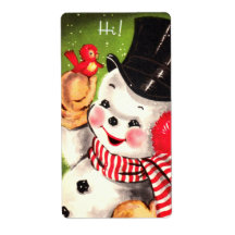 Snowman with Bird Personalized Shipping Label