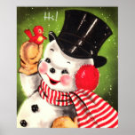 Snowman with Bird Print