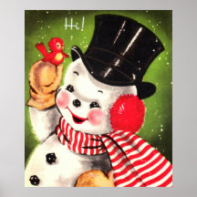 Snowman with Bird Print