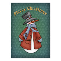 Snowman with coat, scarf and hat business cards