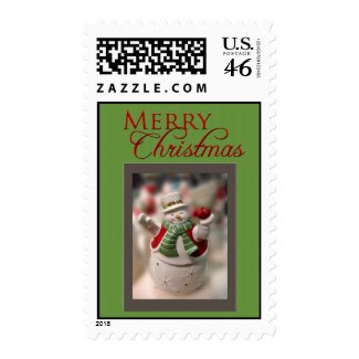 Snowman with Merry Christmas stamp