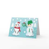 Snowman with Mistletoe Wanting a Kiss cards by nyxxie Snowman with Mistletoe Wanting a Kiss cards
