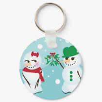 Snowman with Mistletoe Wanting a Kiss keychains by nyxxie Snowman with Mistletoe Wanting a Kiss keychains