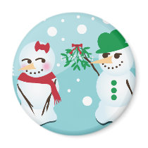 Snowman with Mistletoe Wanting a Kiss magnets by nyxxie Snowman with Mistletoe Wanting a Kiss magnets