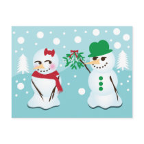 Snowman with Mistletoe Wanting a Kiss postcards by nyxxie Snowman with Mistletoe Wanting a Kiss postcards