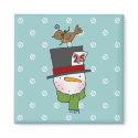 Snowman with Partridge Magnet