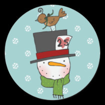 Snowman with Partridge Sticker stickers