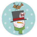 Snowman with Partridge Sticker