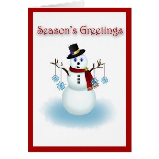 Snowman with Snowflakes Christmas Card