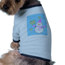 snowman with snowflakes screen pet clothing