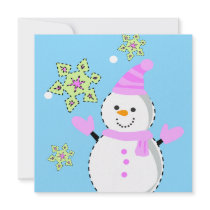 snowman with snowflakes screen invitations