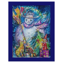 SNOWMAN WITH TOYS, white blue yellow Flyer Design