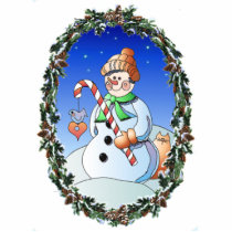 SNOWMAN & WREATH by SHARON SHARPE photo sculptures