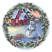 SNOWMAN & WREATH by SHARON SHARPE stickers by sharonsharpe SNOWMAN & WREATH by SHARON SHARPE stickers