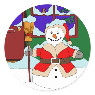 Snowman's Christmas Round Stickers by online_coloring