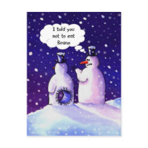 Snowmen, Don't eat beans!!!! Postcard