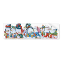 Snowmen having fun bumper stickers