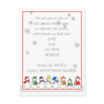 Snowmen Holiday Party Invitation postcards