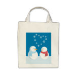 Snowmen in love canvas bags