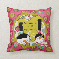 Snowmen Melt My Heart Holiday Pillow