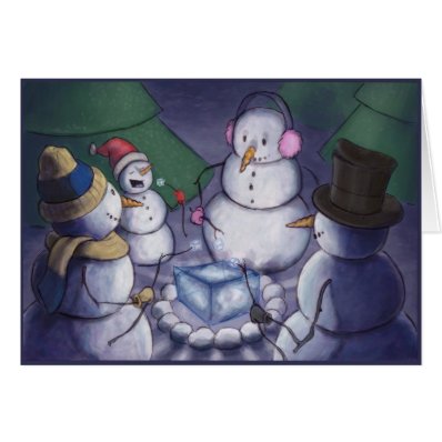Snowmen Out Camping Cards