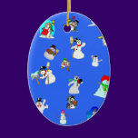 snowmen oval christmas ornament ornaments