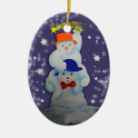 Snowmen oval ornament