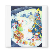 Snowmen's Yarn Ball Christmas Tree Magnet by daphne1024 Snowmen's Yarn Ball Christmas Tree Magnet