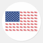 Snowmobile Flag Round Stickers